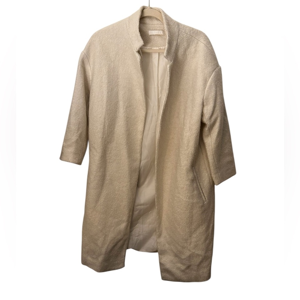 H&M Off White Cream Open Front Long Coat